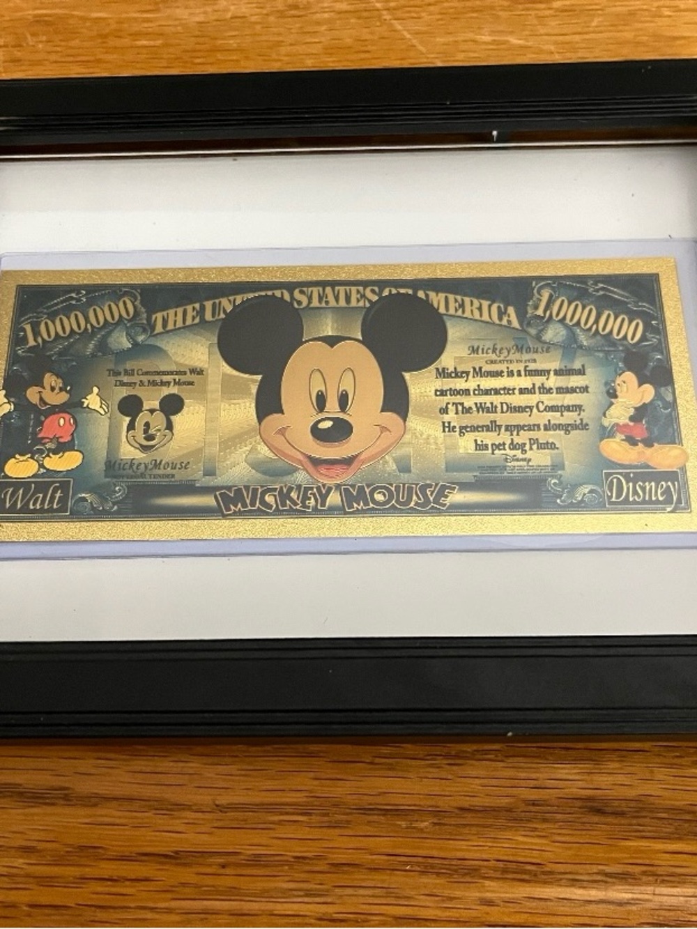 Disney Gold and Black Mickey Mouse Novelty Bill Art